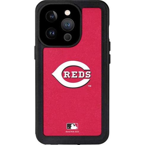 MLB Cincinnati Reds - Solid Distressed iPhone 15 Pro Waterproof Case